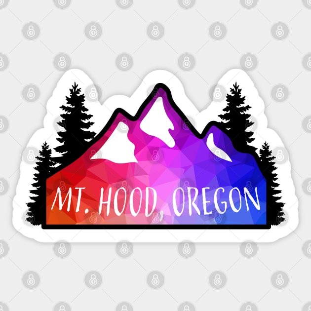 Geometric Colorful Mountain Mount Hood, Oregon Sticker by KlehmInTime